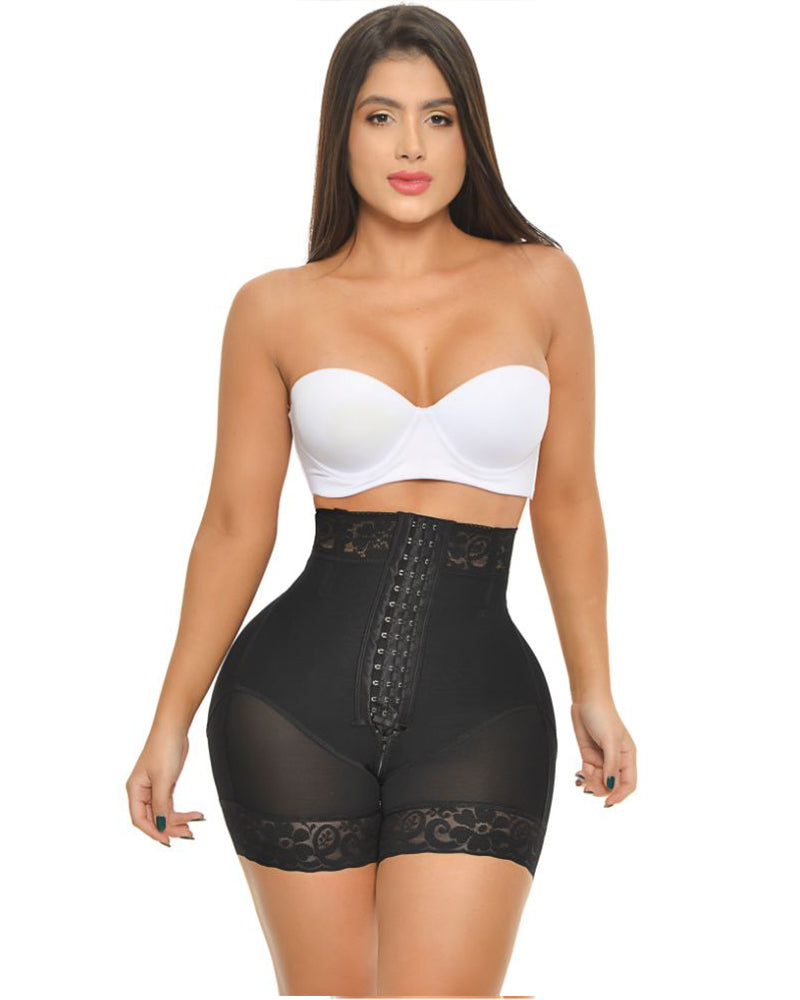 High Waist Push Up Lace Short With 3 Rows Of Snaps