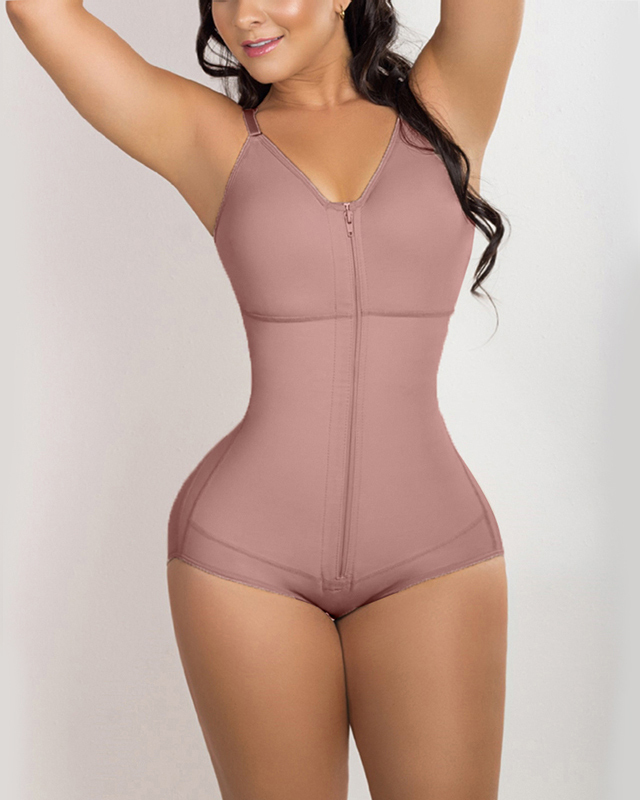 Post Surgery High Compression Shapewear With Zipper shaper Bra Post partum Lift buttocks Silicone Lace For Better Grip
