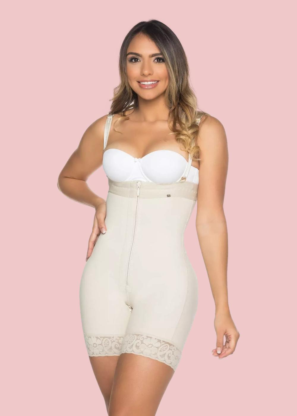 Control Fajas Colombianas Body Shaper Zipper Open Bust Bodysuit