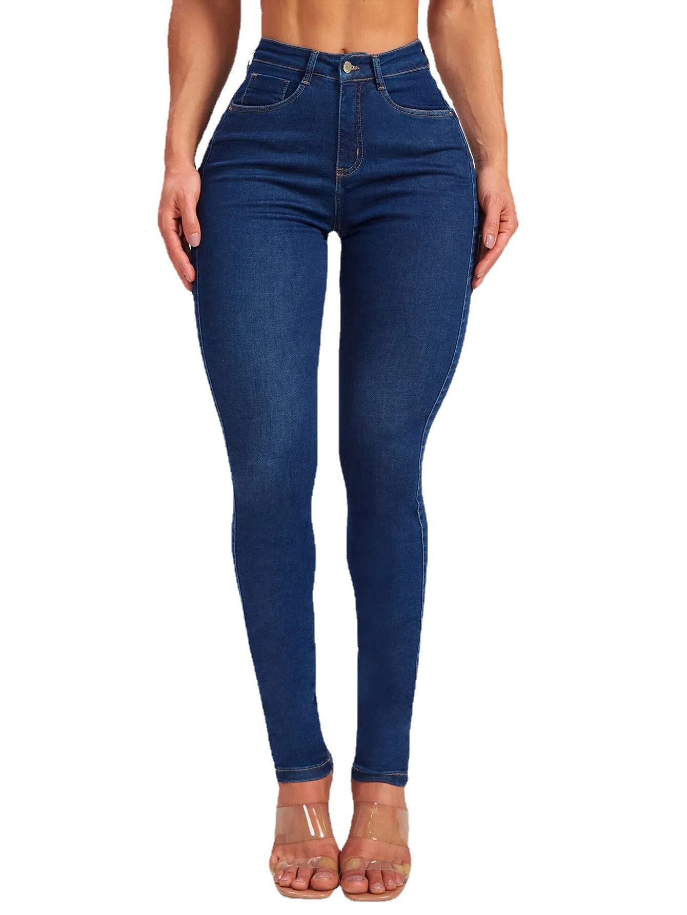 Slim fit pencil pants stretch high-rise jeans