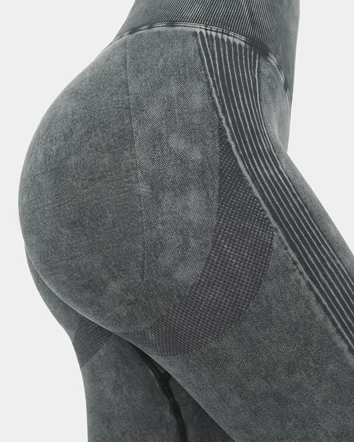 Seamless Flow Super High Waisted Butt Lifting Ruched Washed Yoga Leggings