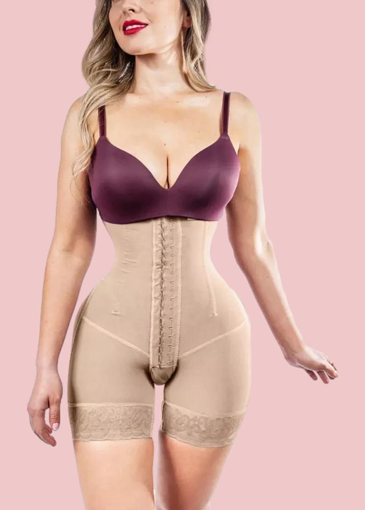 Open Bust Tummy Control Fajas Adjustable Hook And Eye Front Closure Open Crotch Women Shapewear