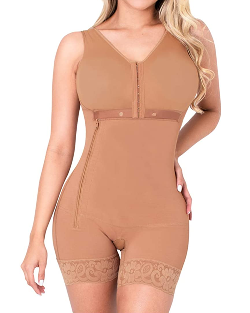 Women's Bodysuit Bodyshaper Side Zipper Adjustable Breast Support Tummy Control Shaperwear