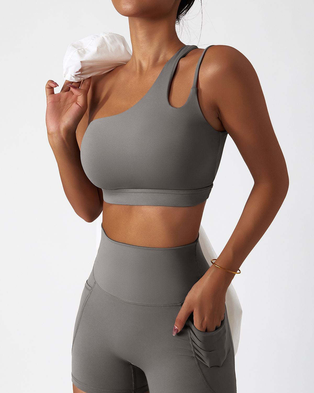 One Shoulder Asymmetrical Sports Bra