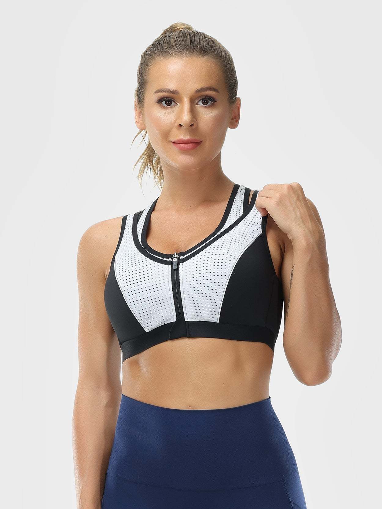 Zip Front Sports Bra High Impact Workout Bra