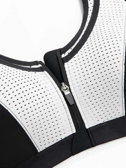 Zip Front Sports Bra High Impact Workout Bra