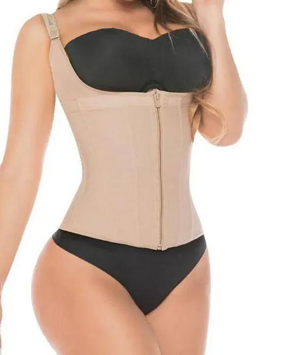 Lady's Vest Waist Trainer with Zipper Wide Straps -High Compression Line