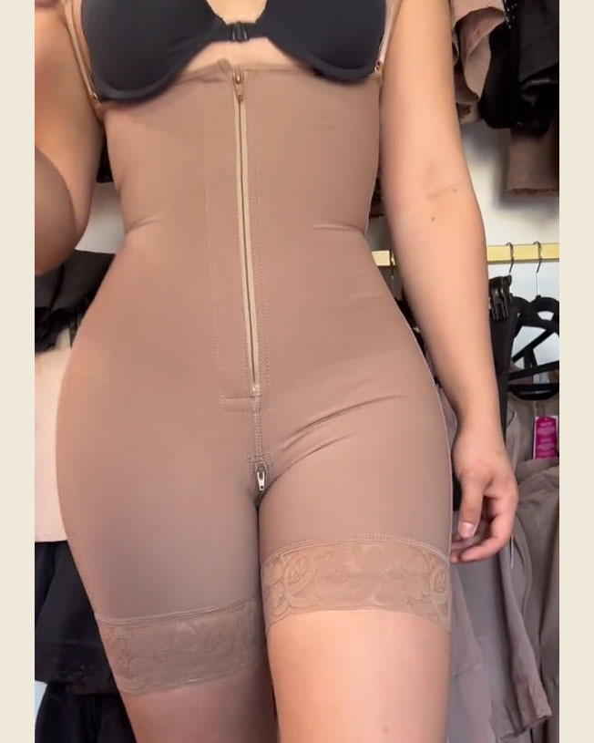 Internal Hooks FIirm Compression Tummy Control Zipper Shapewear-Curvy-Faja
