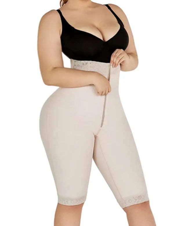 Double Compression High-Waisted Butt Lifting Shorts Knee Short And Lift Buttoks-Curvy-Faja