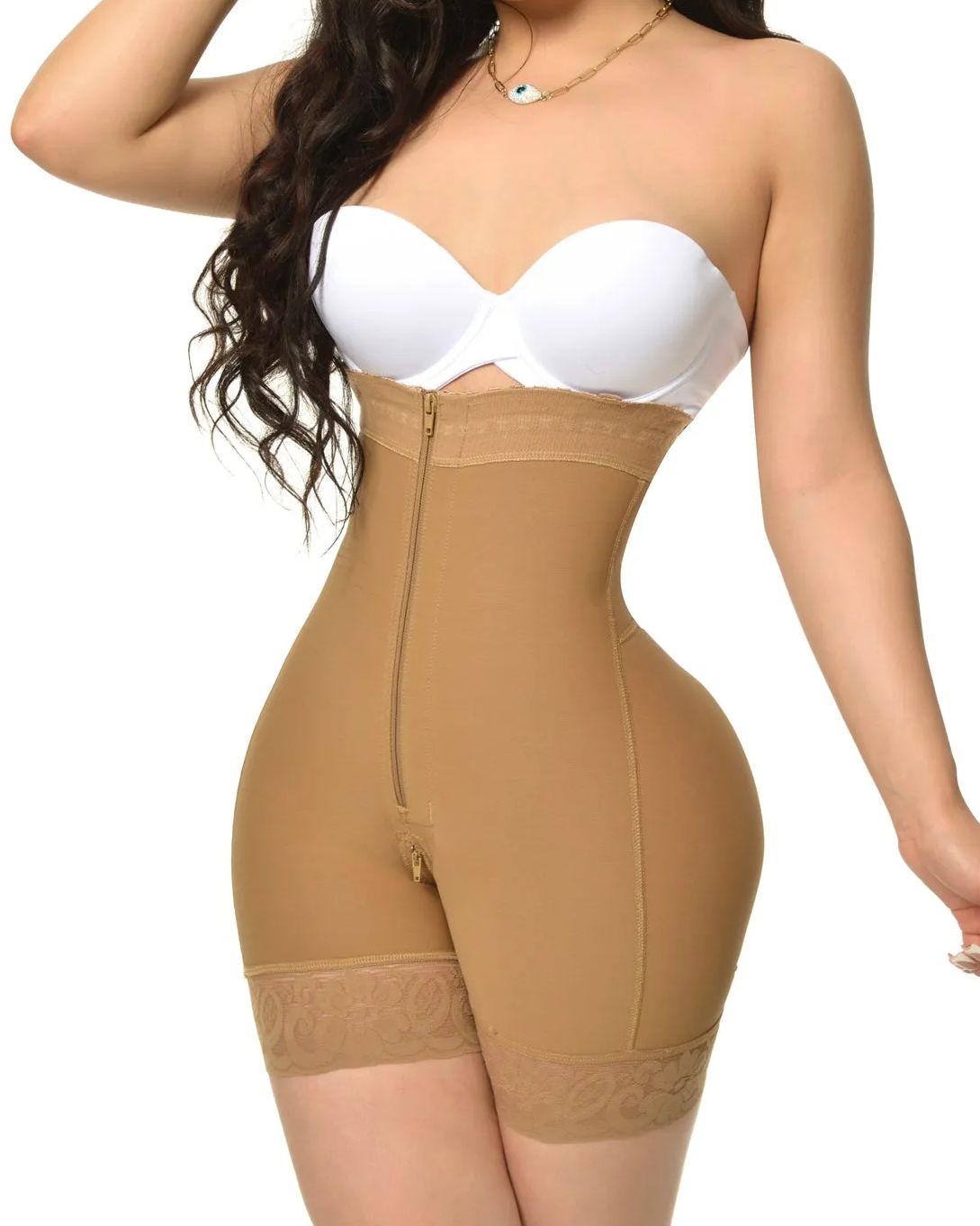 Fajas Compression Shapewear Open Bust Tummy Control with Zipper-Curvy-Faja