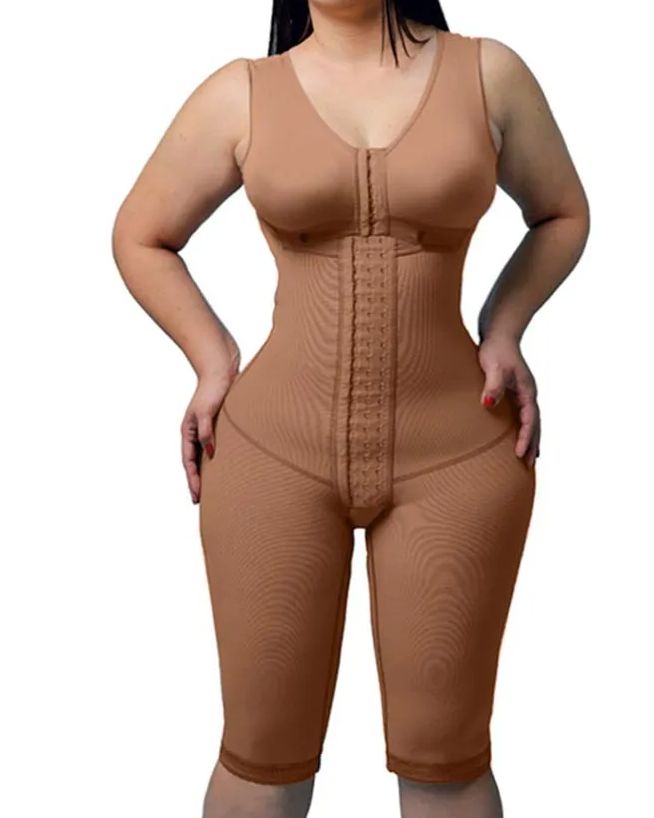 Women's Compression Shapewear Knee-length Girdle With Bra Slimming Bodysuit-Curvy-Faja