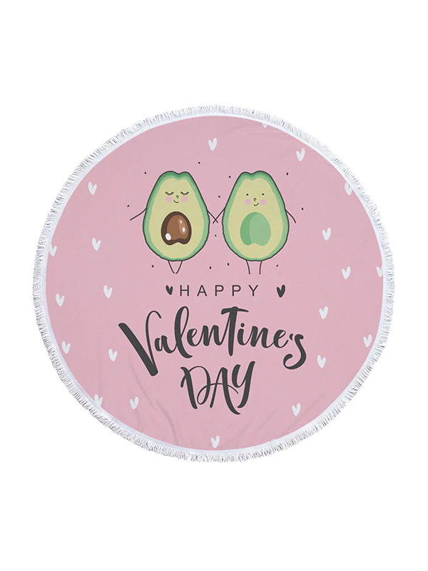 Avocado Print Round Shape Tasseled Soft Beach Mat-Curvy-Faja
