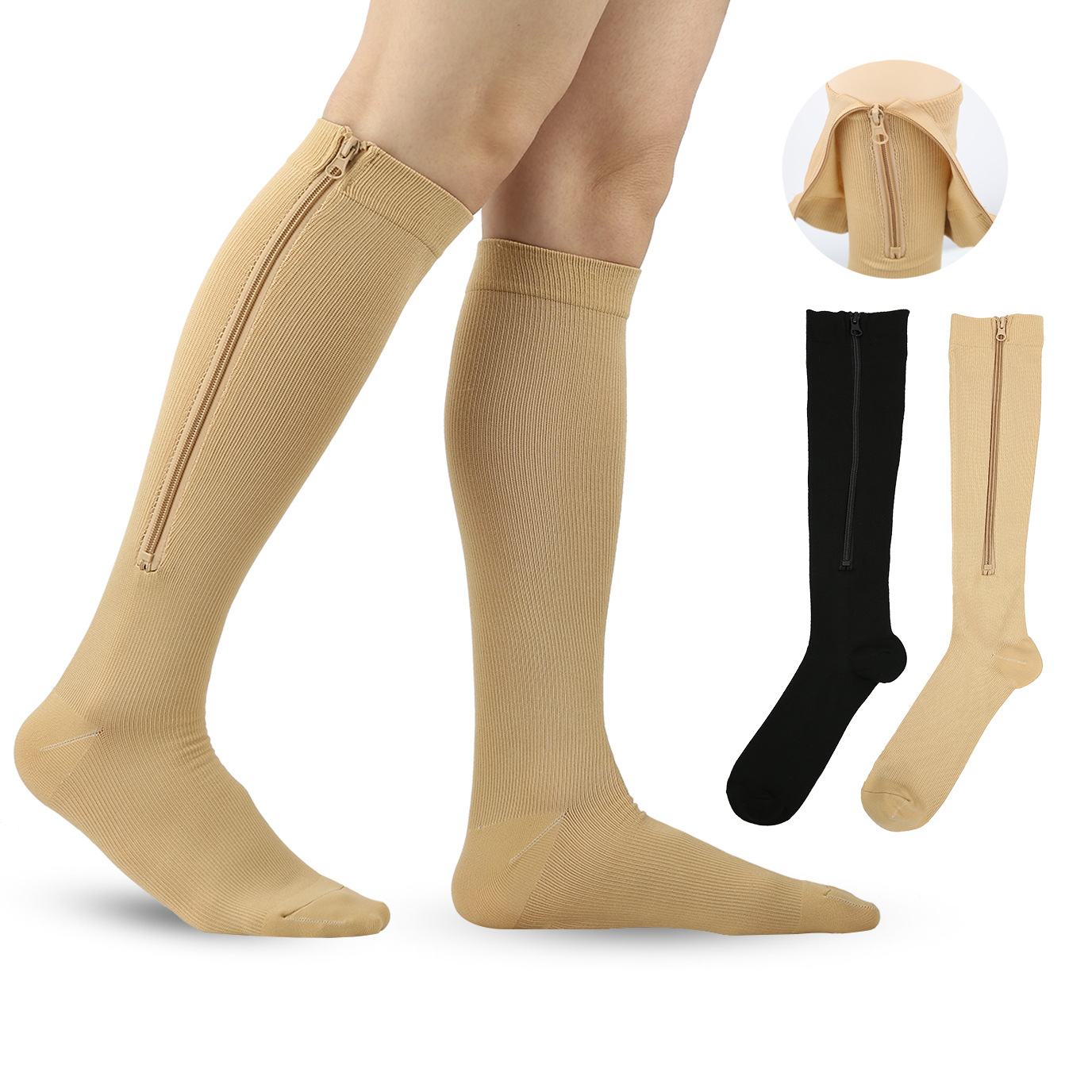 New Compression Zipper Elastic Socks