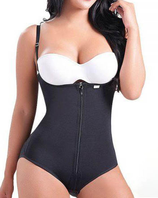 Women Postpartum Body Shaper With Zipper High Waist Cincher Flatten Abdomen Fajas-Curvy-Faja