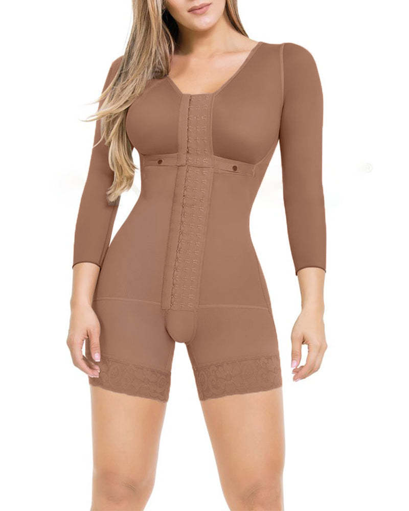 Long Sleeves Bodysuit Firm Control High-Back Shapewear For Women Breathable Bodysuit Compression Fajas-Curvy-Faja