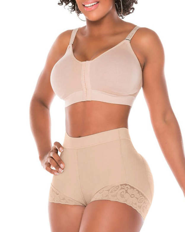 High Waist Women Hip Enhancer Shapewear Tummy Control Lace Body Shaper-Curvy-Faja