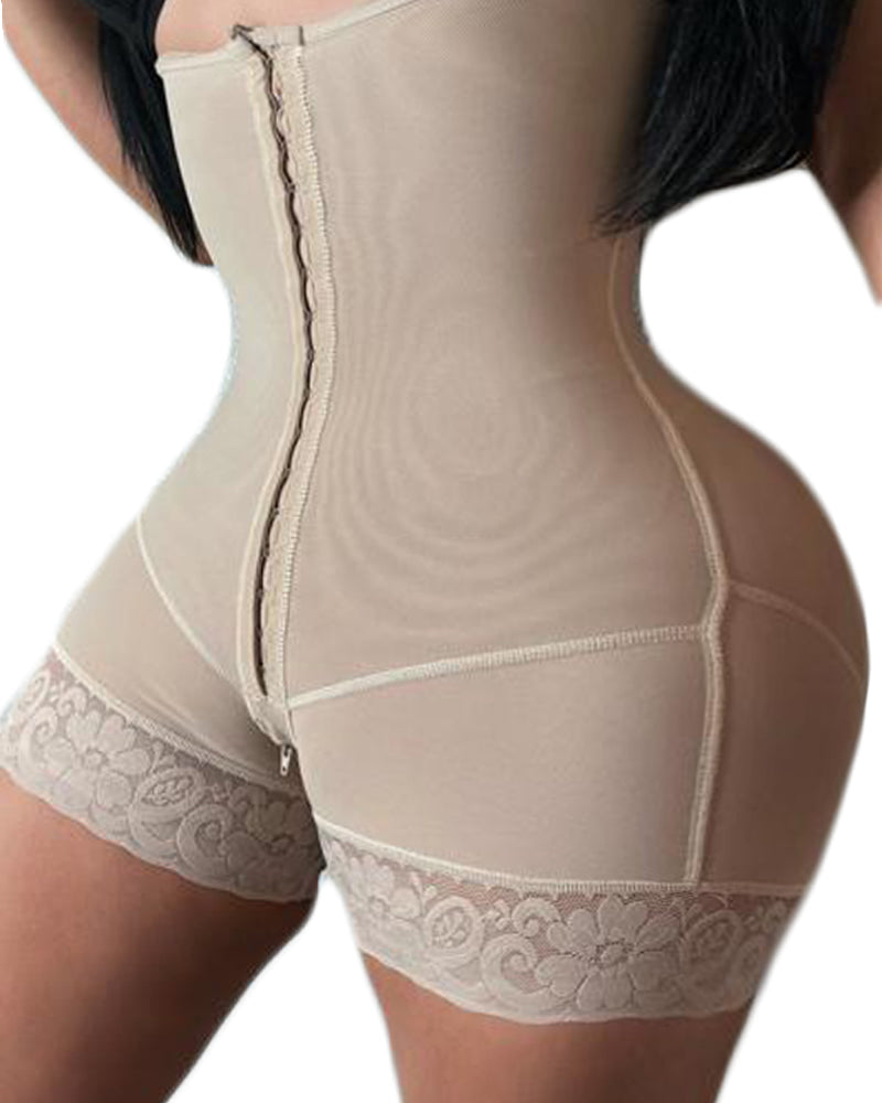 Post Partum and Post Surgical High Waist Flatten Abdomen 2 Rows Of Hooks For Compression Adjustment-Curvy-Faja