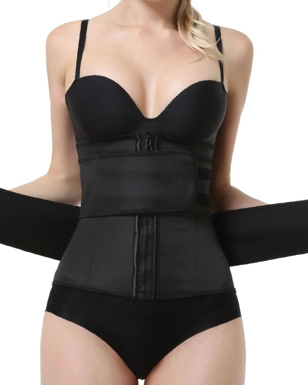 Corset Latex Buckle Waist Corset Belt LATEX Rubber Straps Corset-Curvy-Faja