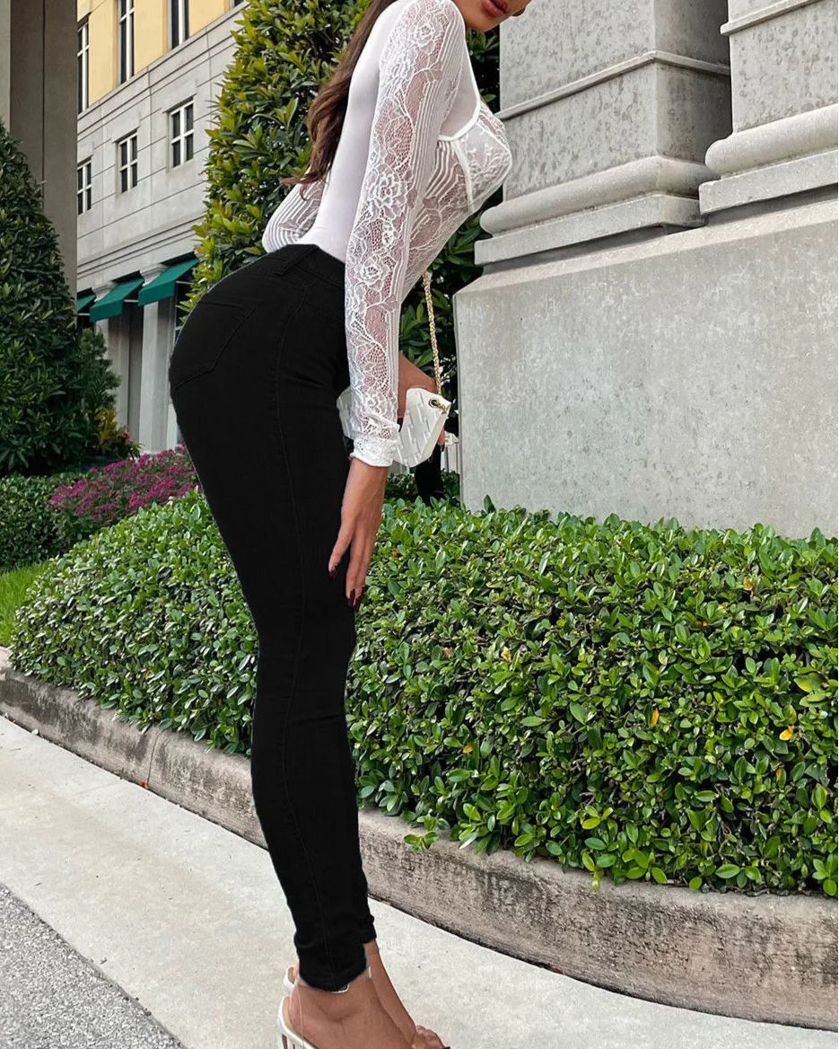 Sexy Peach Hip Skinny Jeans-Curvy-Faja