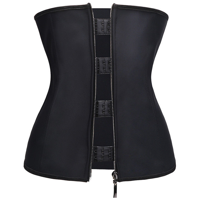 Latex Zipper Waist Trainer Corset for Weight Loss Hi-Waist Double Tummy Control Sport Workout Body Shaper 