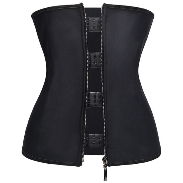 Latex Zipper Waist Trainer Corset for Weight Loss Hi-Waist Double Tummy Control Sport Workout Body Shaper -Curvy-Faja