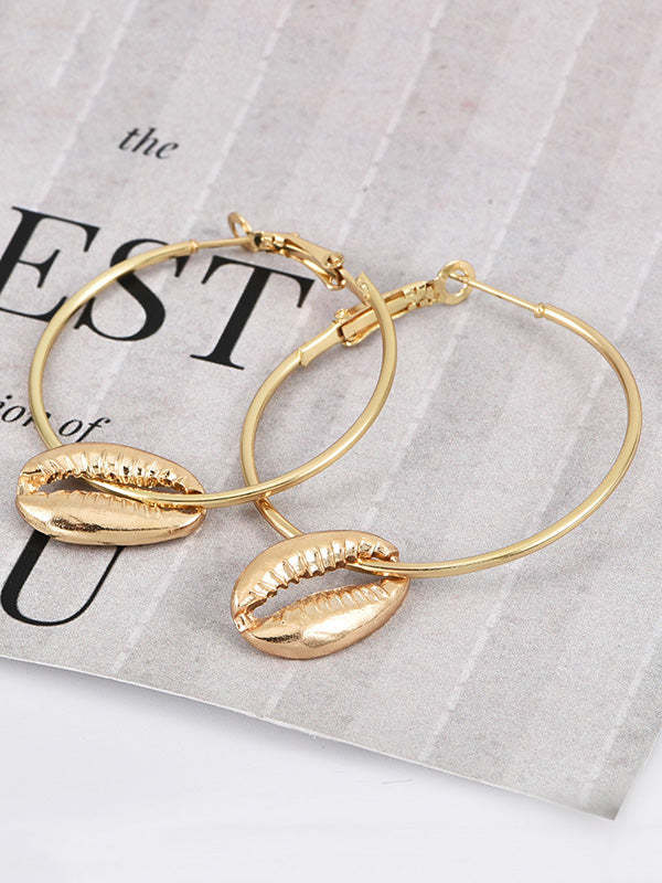 Fashion Trendy Shell Ear Hoop Earrings-Curvy-Faja