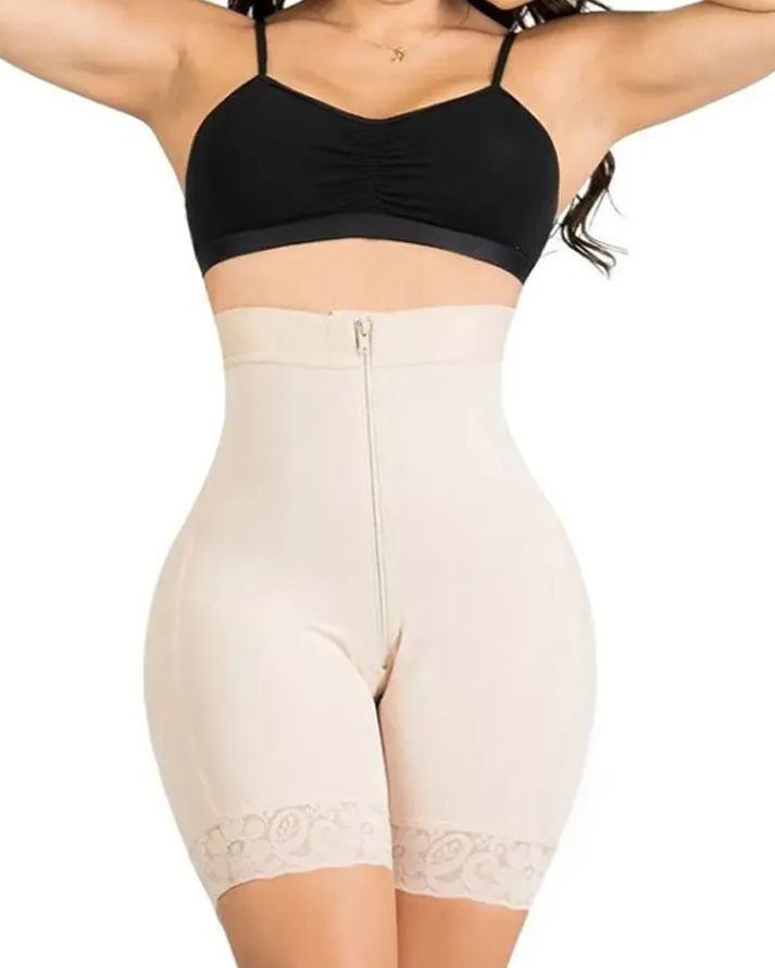 Womens High Waisted Butt Lifter Body Shaper Zipper Butt Pads Seamless Hip Enhancer Shorts-Curvy-Faja