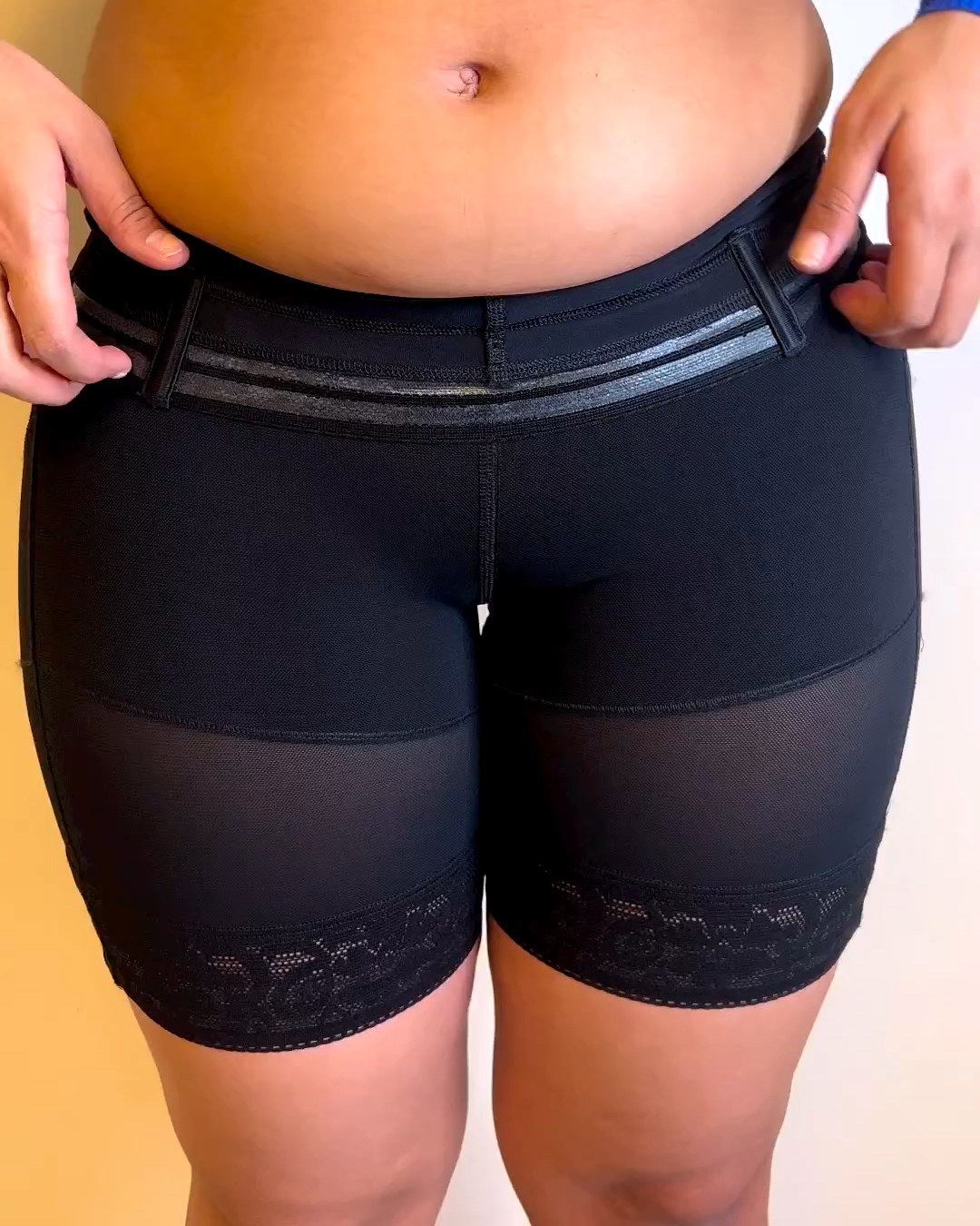 Lace High Waist Butt Push up Daily Use Invisible Shaping Shorts-Curvy-Faja