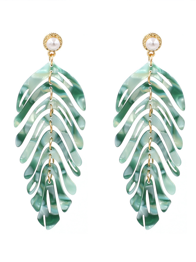 Fresh Simple Leaf Pendant Earrings-Curvy-Faja