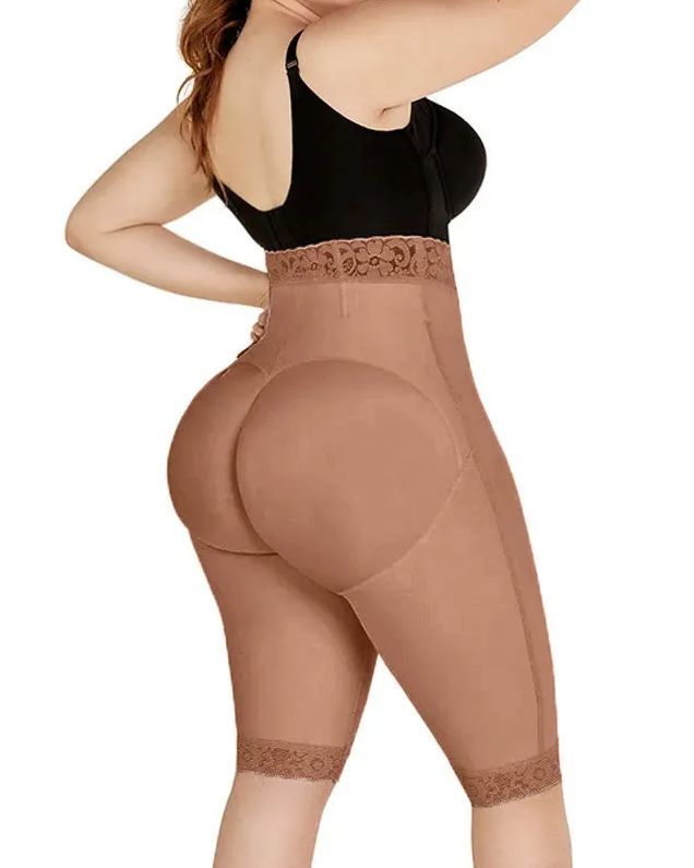 Double Compression High-Waisted Butt Lifting Shorts Knee Short And Lift Buttoks-Curvy-Faja