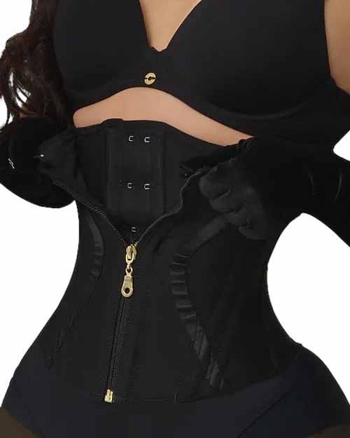 LIUJIU Zip Body Shaper 2XL Corset Women's Waist Trainer Corset Waist Shaper  Slimming Belt Corsage Shapewear Women's Tummy Control Black : :  Fashion