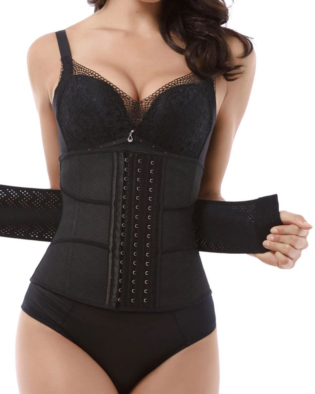 Corset Latex Buckle Waist Corset Belt LATEX Rubber Straps Corset-Curvy-Faja