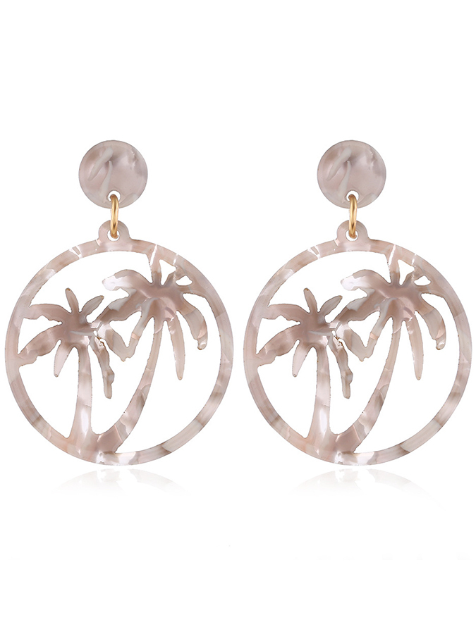 Fashion Vintage Coconut Tree Leopard Print Beach Earrings-Curvy-Faja