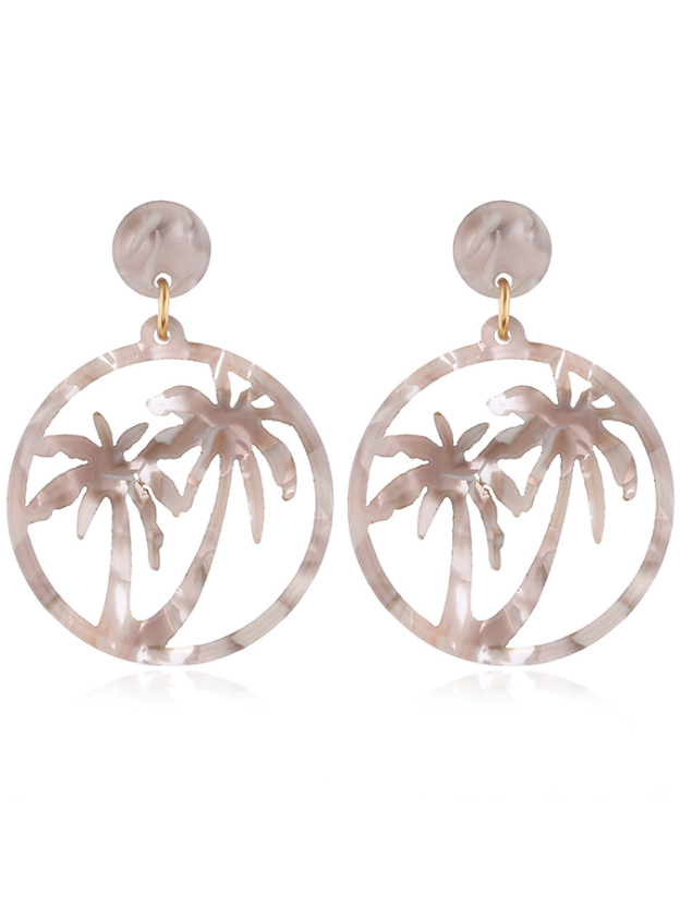 Fashion Vintage Coconut Tree Leopard Print Beach Earrings-Curvy-Faja