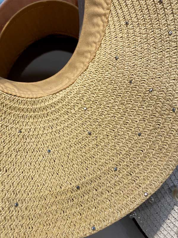 Vacation Beach Beaded Beach Empty Top Sun Hat-Curvy-Faja