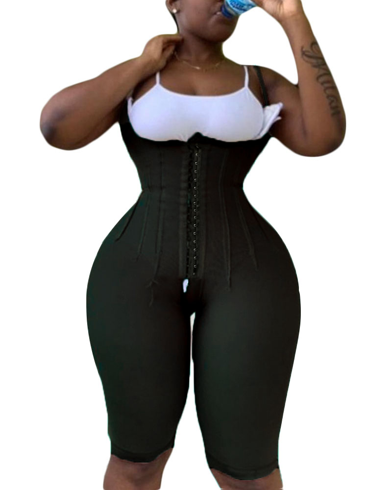 Free Bust Knee Length Compression Garment With Thin Straps Eye n Hook-Curvy-Faja