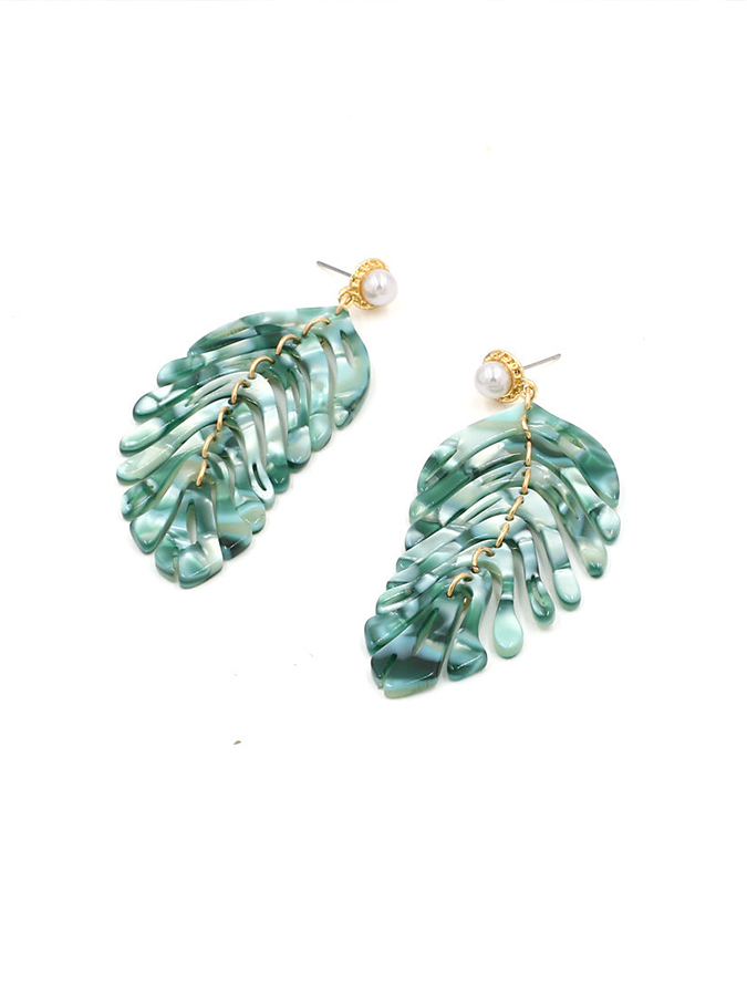 Fresh Simple Leaf Pendant Earrings-Curvy-Faja