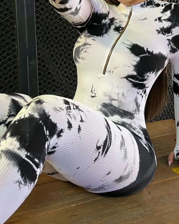 Tie Dye Zipper Yoga Jumpsuit（Pre-Sale）