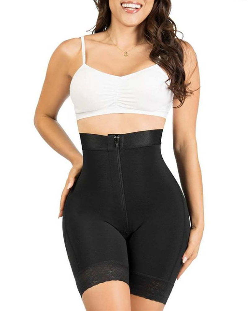 Womens High Waisted Butt Lifter Body Shaper Zipper Butt Pads Seamless Hip Enhancer Shorts-Curvy-Faja
