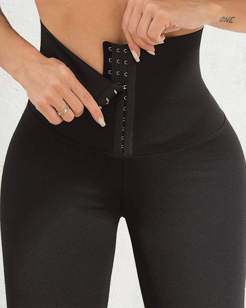 3 Breasted Abdominal Hip Raise High Waist Stretch Yoga Leggings-Curvy-Faja