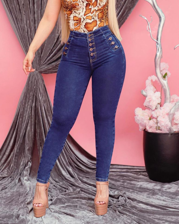 High Waist Tummy Control Stretchy Jeans-Curvy-Faja