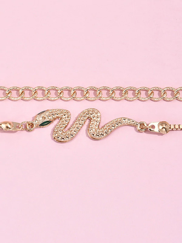 Fashion Alloy Adjustable Bracelet Two Pieces-Curvy-Faja