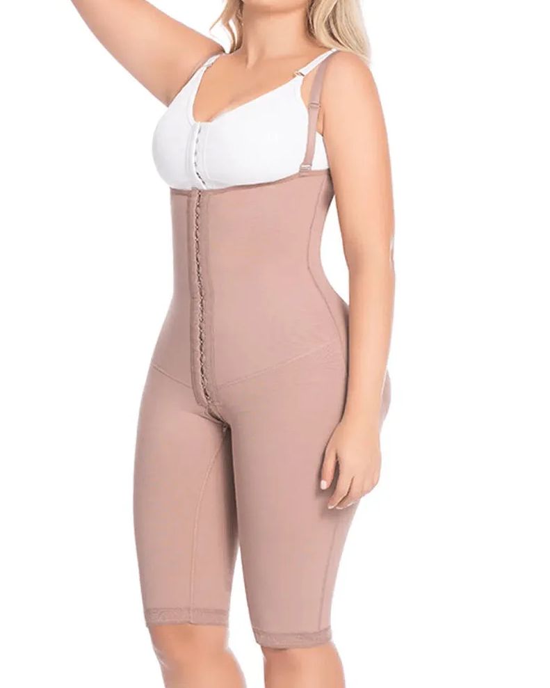 Open Bust Tummy Control Fajas Adjustable Hook And Eye Front Closure Women Shapewear-Curvy-Faja