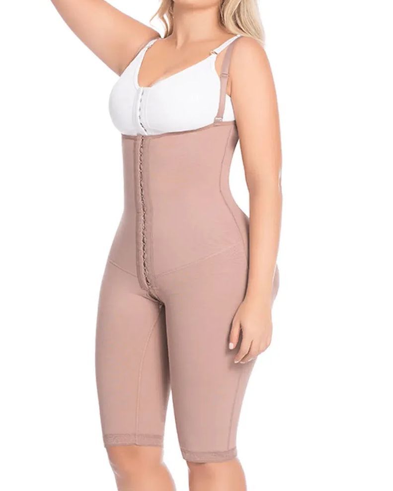 Open Bust Tummy Control Fajas Adjustable Hook And Eye Front Closure Women Shapewear-Curvy-Faja