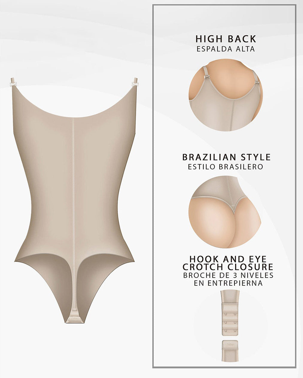 Open Bust Thong Tummy Control Shapewear for Women-Curvy-Faja