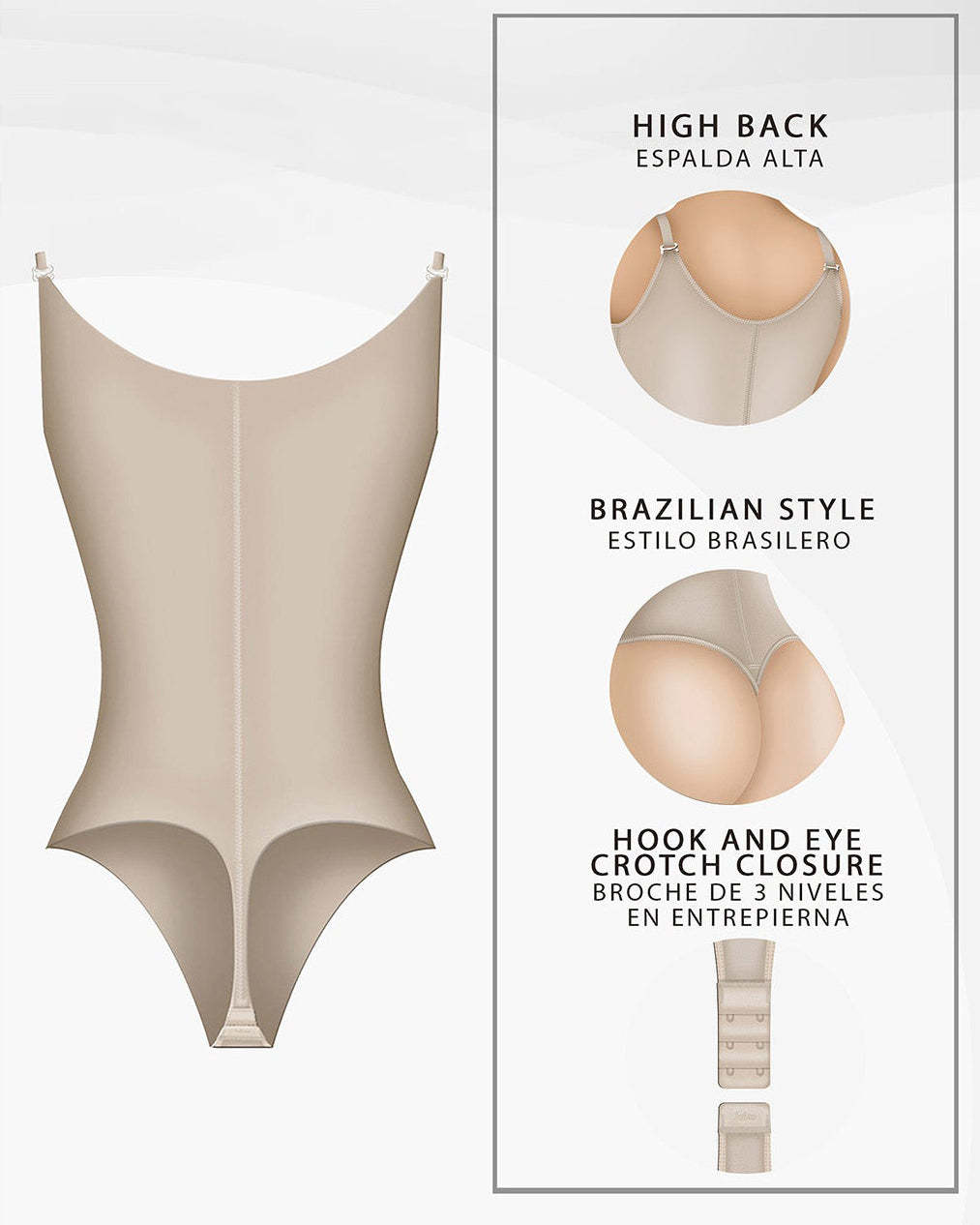 Open Bust Thong Tummy Control Shapewear for Women-Curvy-Faja