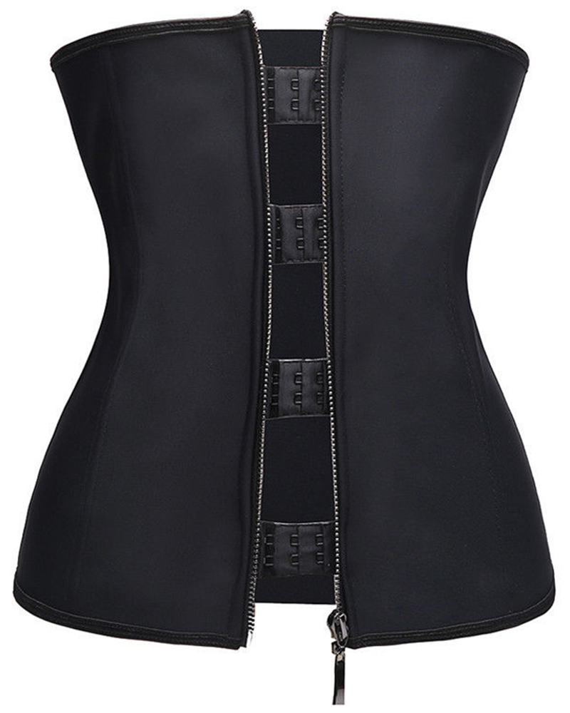 Latex Zipper Waist Trainer Corset for Weight Loss Hi-Waist Double Tummy Control Sport Workout Body Shaper -Curvy-Faja
