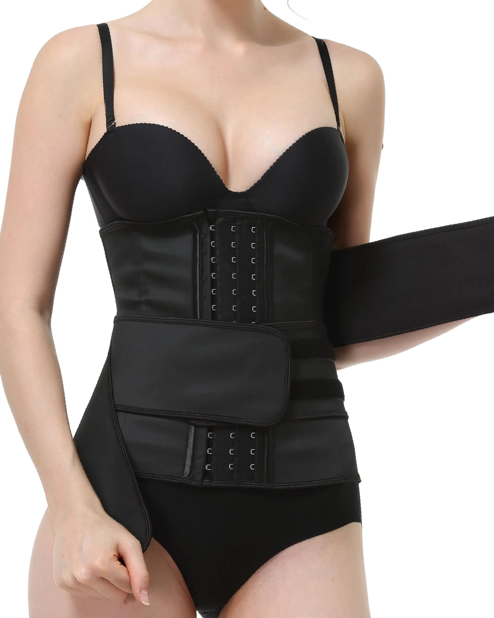 Corset Latex Buckle Waist Corset Belt LATEX Rubber Straps Corset-Curvy-Faja