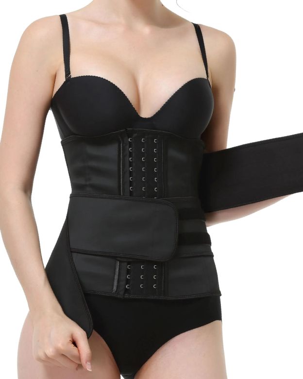 Corset Latex Buckle Waist Corset Belt LATEX Rubber Straps Corset-Curvy-Faja