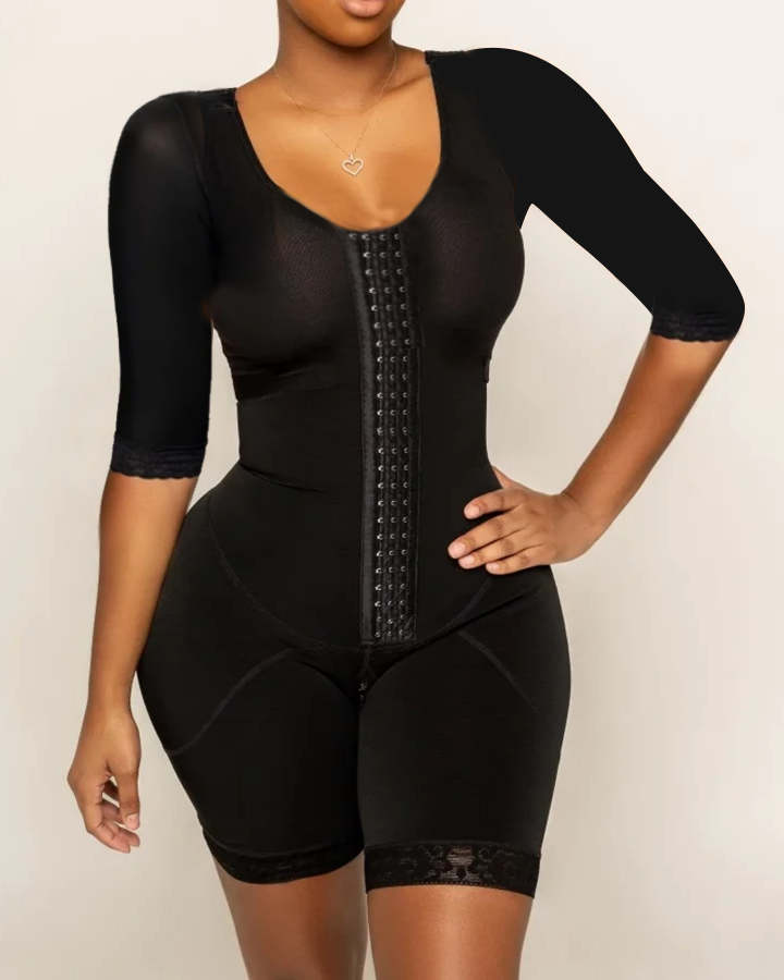 Full Body Shaping Bodysuits for Half Sleeve Compression Garments after Liposuction Postpartum Shapewear for Women-curvy-faja